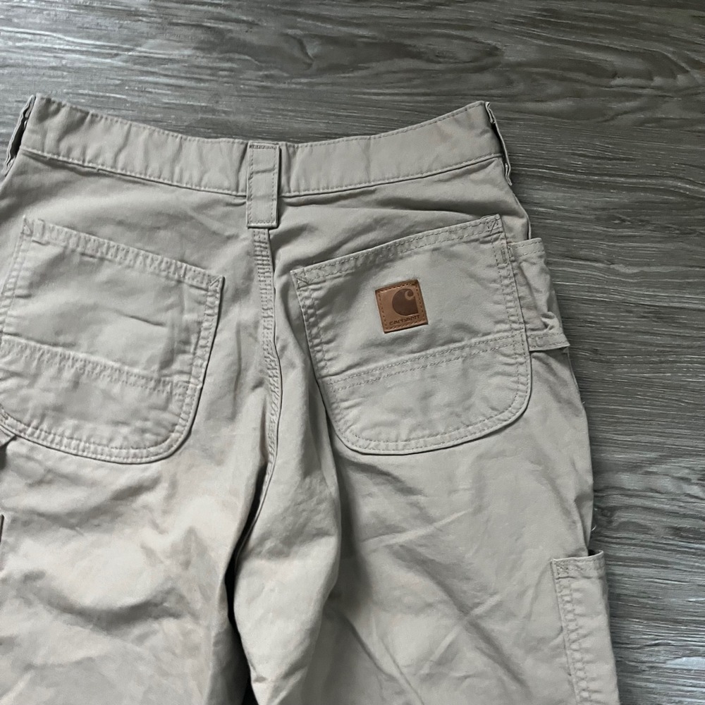Carhartt Mens Canvas Carpenter Pants Tan Khaki Utility Workwear 29x30 - Picture 3 of 8
